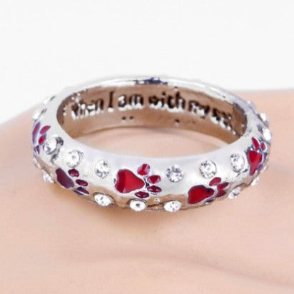 Capture the heartwarming bond between you and your furry best friend with our Dog Paw Prints Jewels Ring. This beautifully crafted ring features delicate paw prints, representing the unbreakable connection between you and your beloved dog. A must-have for any dog lover, this ring makes the perfect accessory to express your love and devotion.