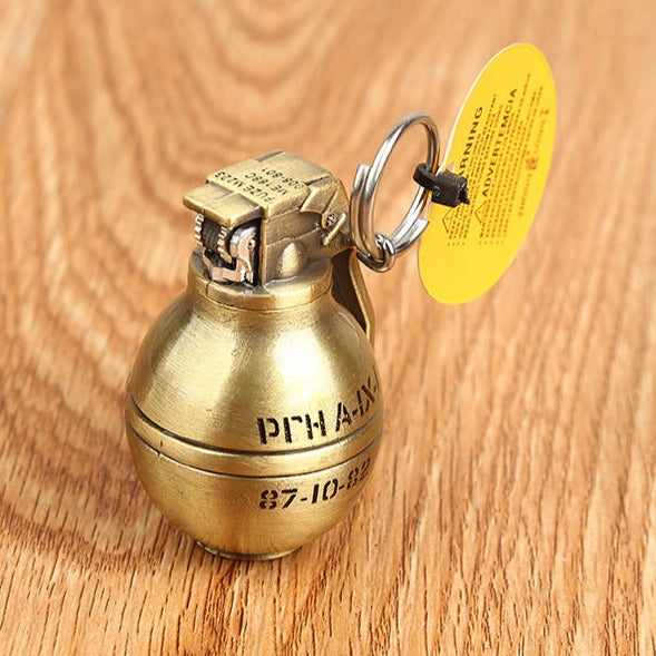 This unique Metal Grenade Grinding Wheel Open Flame Lighter is perfect for cigar aficionados and casual smokers alike. With a durable metal housing and an adjustable open flame, it's designed to provide a long-lasting, dependable light in any situation.