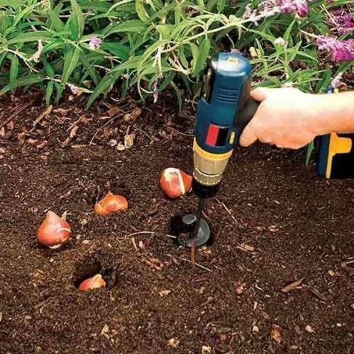 Designed for simple use, the Garden Hole Digger Auger Bit easily plants starts and bulbs. The bit has a 1/2 inch steel shaft to ensure stable operations and efficient digging.