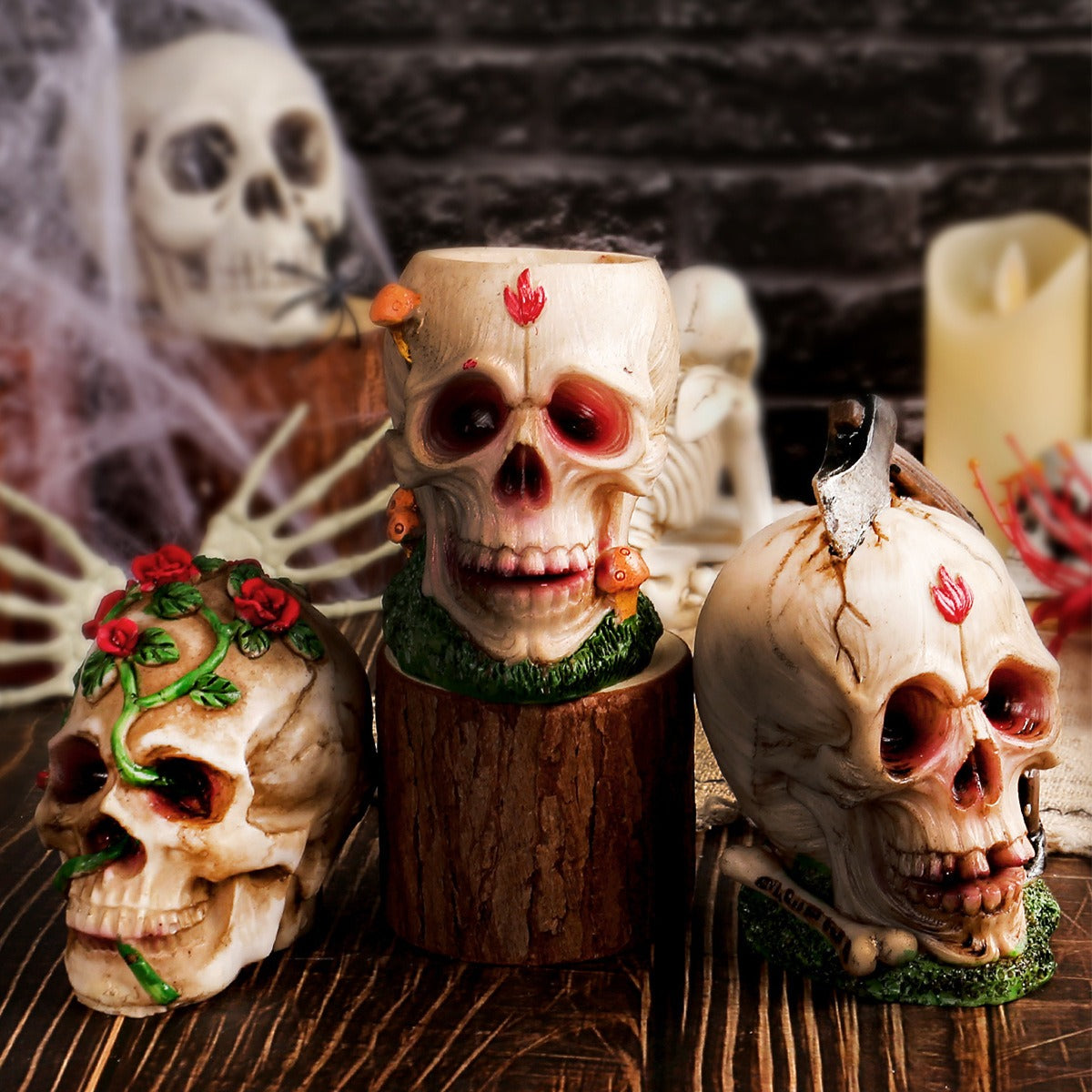 Transform your Halloween celebration with these Resin Skull Party Decorations. Crafted for a realistic yet durable look, they add an eerie charm to any space. Perfect for creating a spooky atmosphere, these skulls are ideal for parties, haunted houses, or seasonal decor.