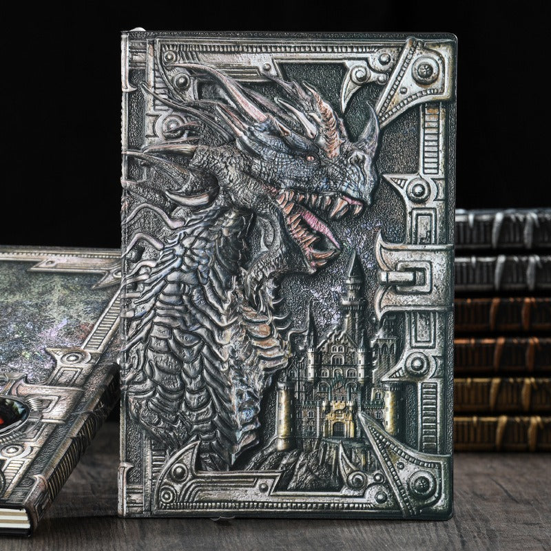 Retro Embossed Metal 3-D Dragon Notebook is the perfect accessory for those who desire a luxurious writing companion. Crafted with intricate embossed metal, this notebook will add an exclusive touch to your stationery collection. Capture your thoughts and ideas in style with this exquisite dragon notebook.