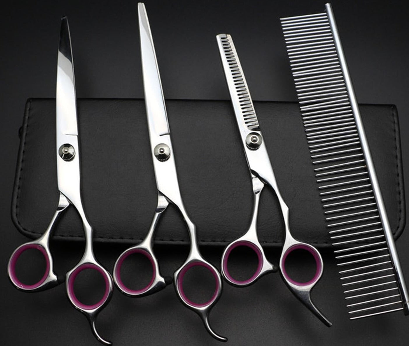 Groom your pup to perfection with this 5-piece dog grooming tool kit. All the essentials you need are included, and stored in an included storage bag for easy carrying.