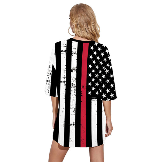 Independence Day Long Loose Fitting Short Sleeved T-Shirt