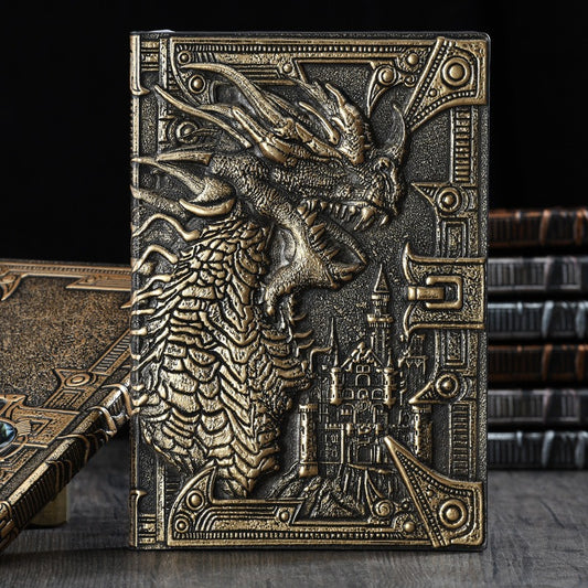 Retro Embossed Metal 3-D Dragon Notebook is the perfect accessory for those who desire a luxurious writing companion. Crafted with intricate embossed metal, this notebook will add an exclusive touch to your stationery collection. Capture your thoughts and ideas in style with this exquisite dragon notebook.