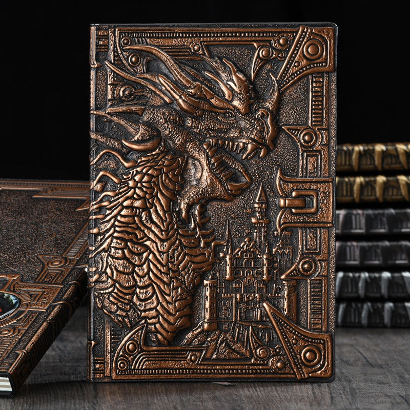 Retro Embossed Metal 3-D Dragon Notebook is the perfect accessory for those who desire a luxurious writing companion. Crafted with intricate embossed metal, this notebook will add an exclusive touch to your stationery collection. Capture your thoughts and ideas in style with this exquisite dragon notebook.