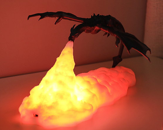 Bring fiery imagination to life with this 3D Printed Fire-breathing Dragon Lamp! Warm LED lights illuminate its intricate dragon design that breathes a realistic flame. Perfect for any fan of fantasy, this lamp provides a captivating light show that makes for a truly magical experience!