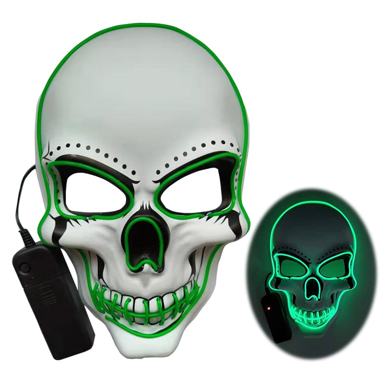 Bring your Halloween costume to the next level with our LED Glowing Skeleton Mask! Light up your spooky look with the eerie glow of this mask and make your costume unforgettable.