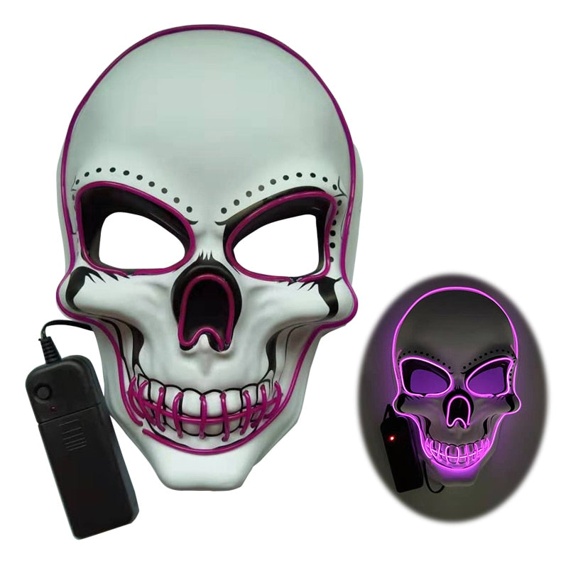 Bring your Halloween costume to the next level with our LED Glowing Skeleton Mask! Light up your spooky look with the eerie glow of this mask and make your costume unforgettable.