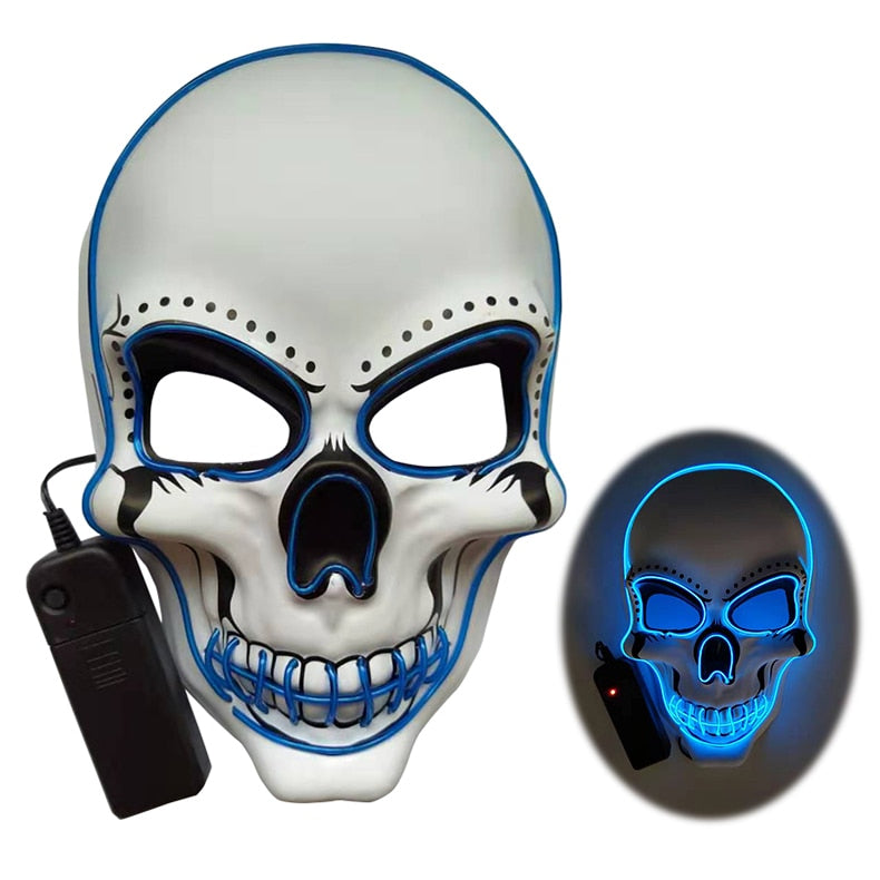 Bring your Halloween costume to the next level with our LED Glowing Skeleton Mask! Light up your spooky look with the eerie glow of this mask and make your costume unforgettable.
