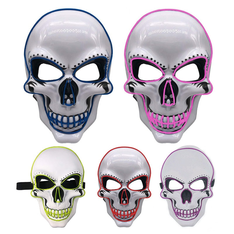 Bring your Halloween costume to the next level with our LED Glowing Skeleton Mask! Light up your spooky look with the eerie glow of this mask and make your costume unforgettable.