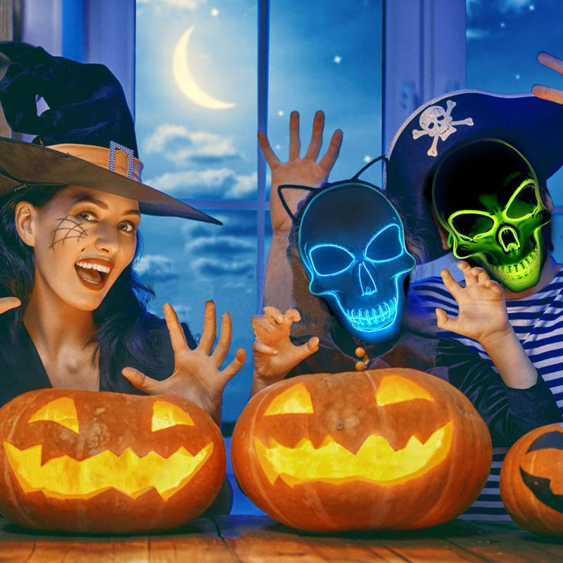 Bring your Halloween costume to the next level with our LED Glowing Skeleton Mask! Light up your spooky look with the eerie glow of this mask and make your costume unforgettable.