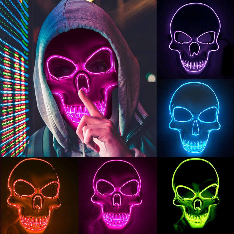 Bring your Halloween costume to the next level with our LED Glowing Skeleton Mask! Light up your spooky look with the eerie glow of this mask and make your costume unforgettable.