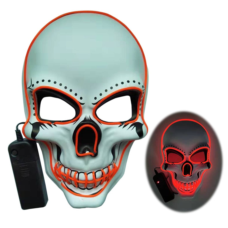 Bring your Halloween costume to the next level with our LED Glowing Skeleton Mask! Light up your spooky look with the eerie glow of this mask and make your costume unforgettable.
