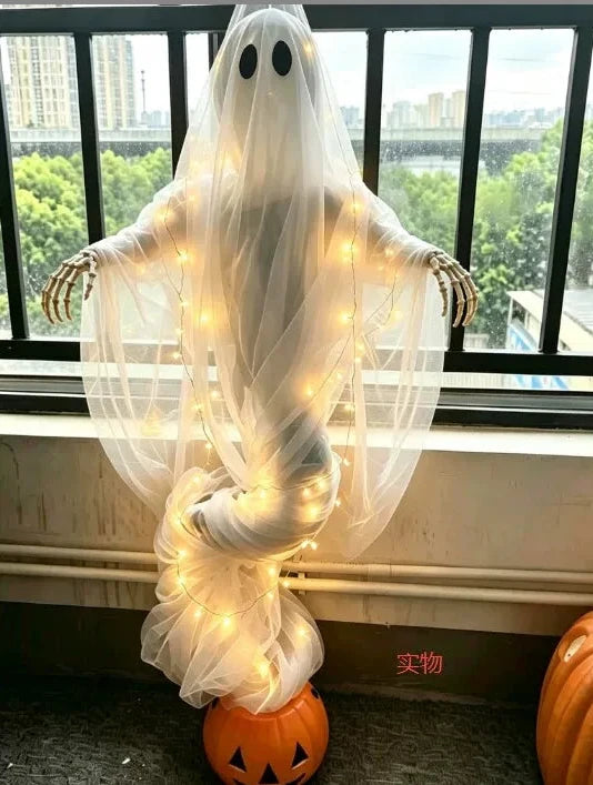 LED Lighted Swirling Ghost Pumpkin Halloween Decoration