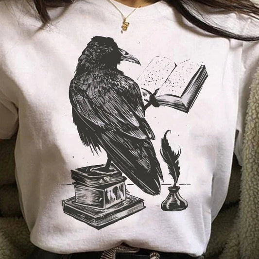 Crow Reading a Spell Book Short Sleeve T-Shirts