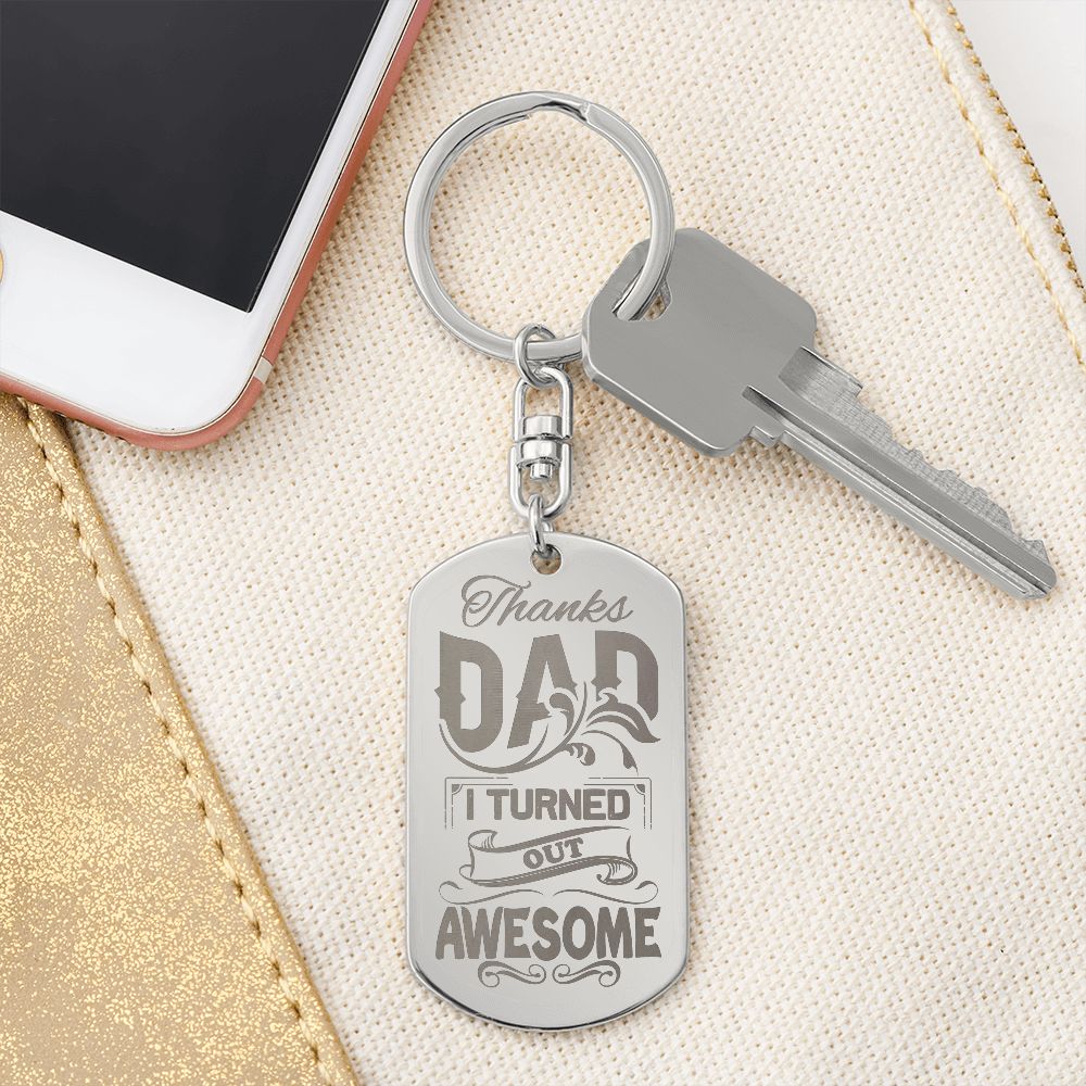 This attractive Engraved Dog Tag Keychain is the perfect gift for a loved one on the go, keeping their keys safe in one spot! Customize the gift even more with a special message or date to the backside for an added personal touch.