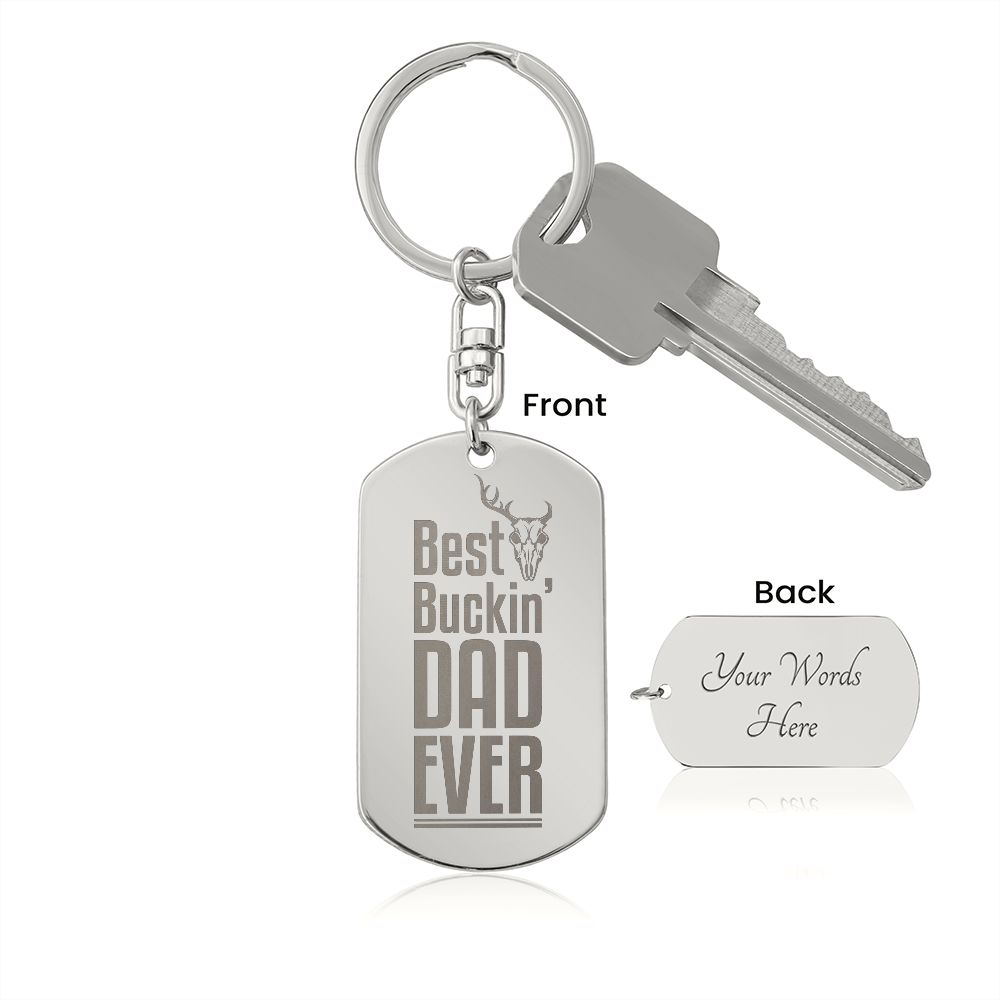 This attractive Engraved Dog Tag Keychain is the perfect gift for a loved one on the go, keeping their keys safe in one spot! Customize the gift even more with a special message or date to the backside for an added personal touch.