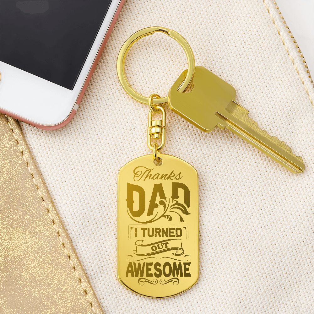 This attractive Engraved Dog Tag Keychain is the perfect gift for a loved one on the go, keeping their keys safe in one spot! Customize the gift even more with a special message or date to the backside for an added personal touch.