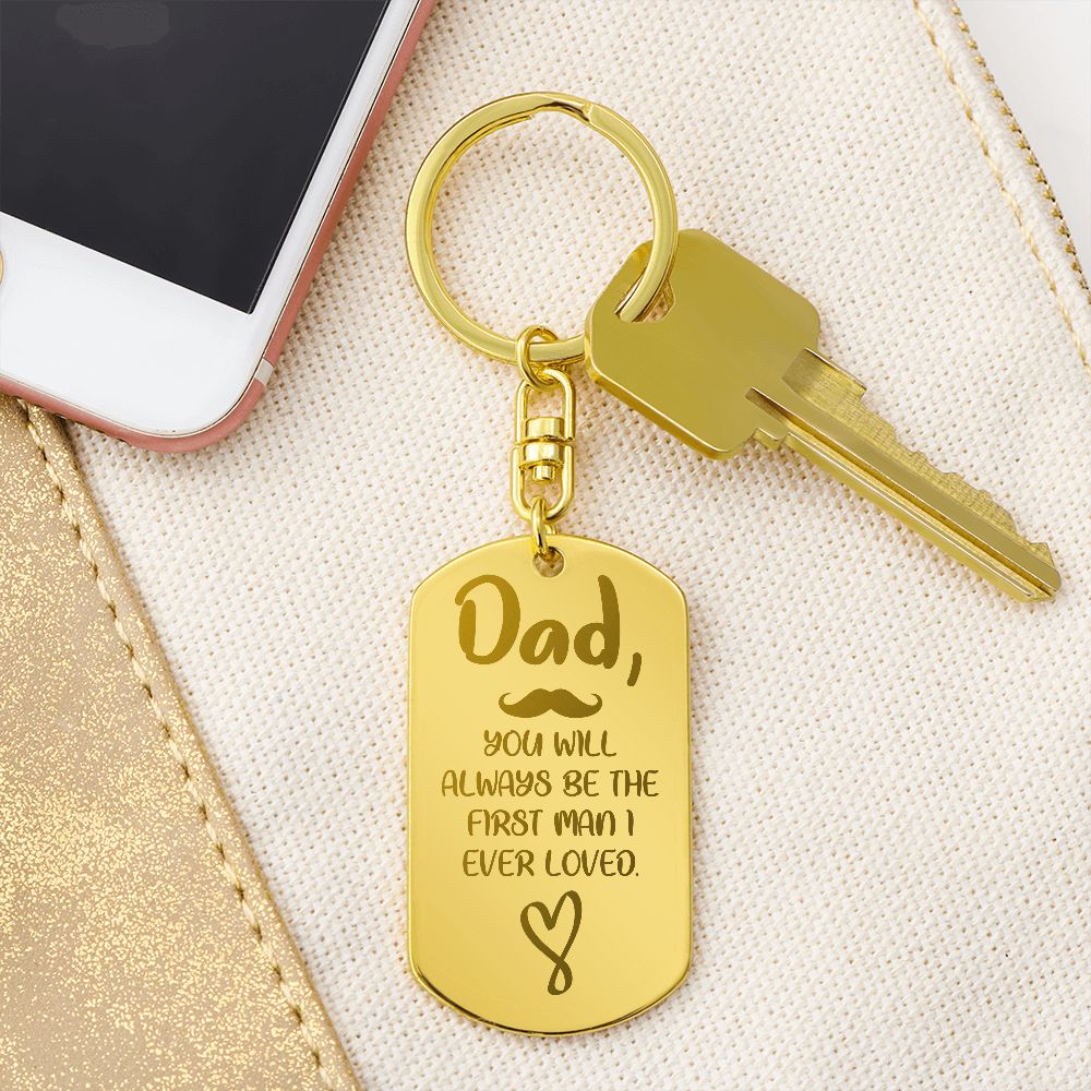 Create a unique keepsake with our Engraved Dog Tag Keychain. This high-quality stainless steel piece can be customized on the back in a scripted font, with 2 lines of text, up to 20 characters each.