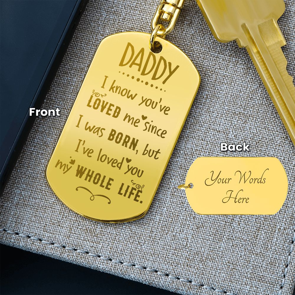 This attractive Engraved Dog Tag Keychain is the perfect gift for a loved one on the go, keeping their keys safe in one spot! Customize the gift even more with a special message or date to the backside for an added personal touch.