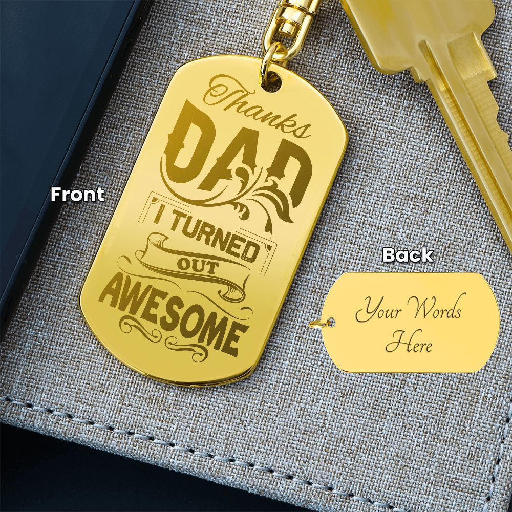 This attractive Engraved Dog Tag Keychain is the perfect gift for a loved one on the go, keeping their keys safe in one spot! Customize the gift even more with a special message or date to the backside for an added personal touch.