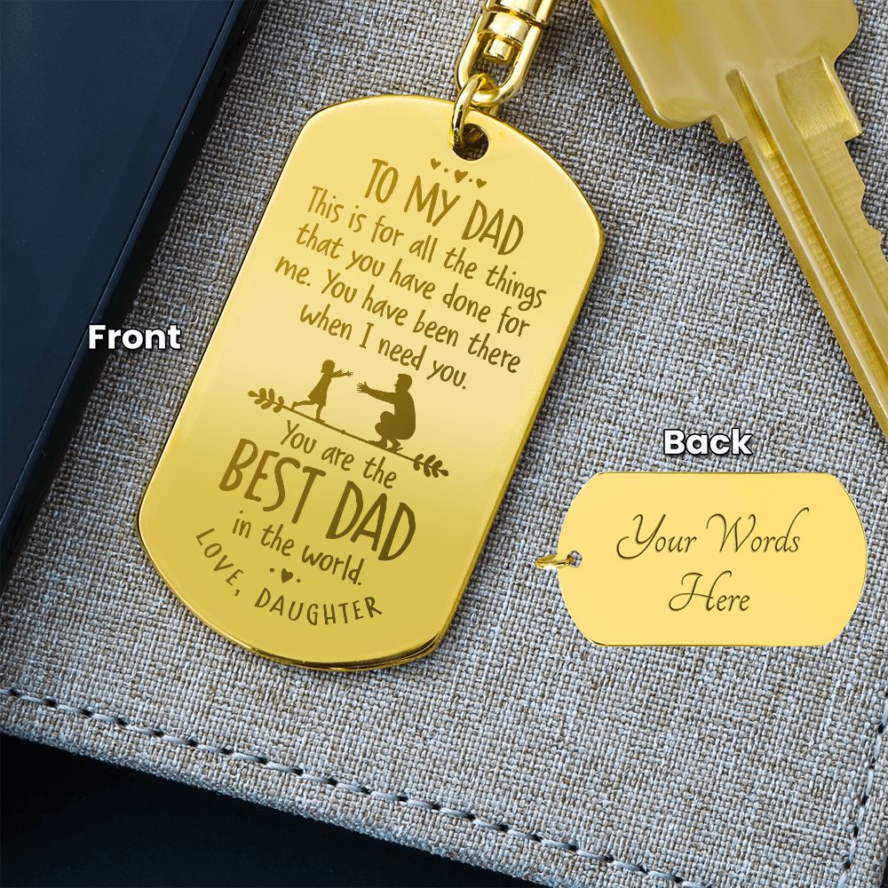 Best Dad Engraved Dog Tag Keychain