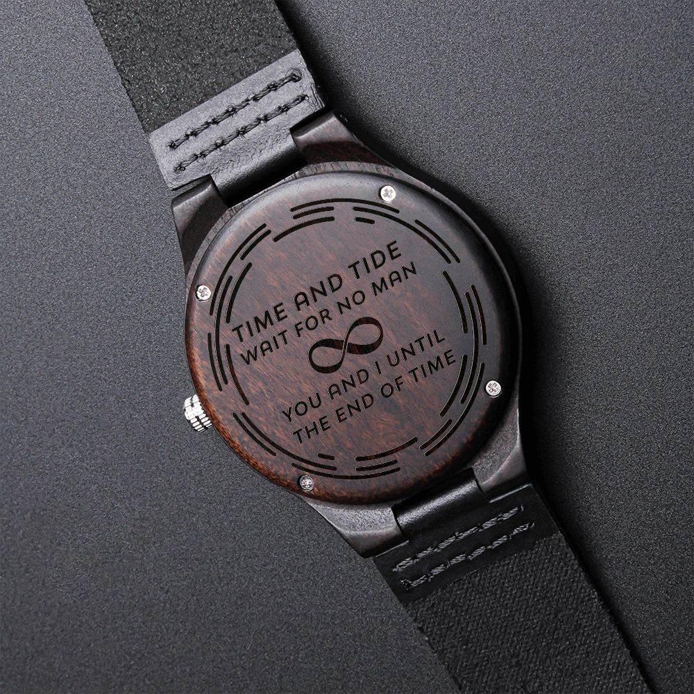 Time And Tide Engraved Wooden Watch