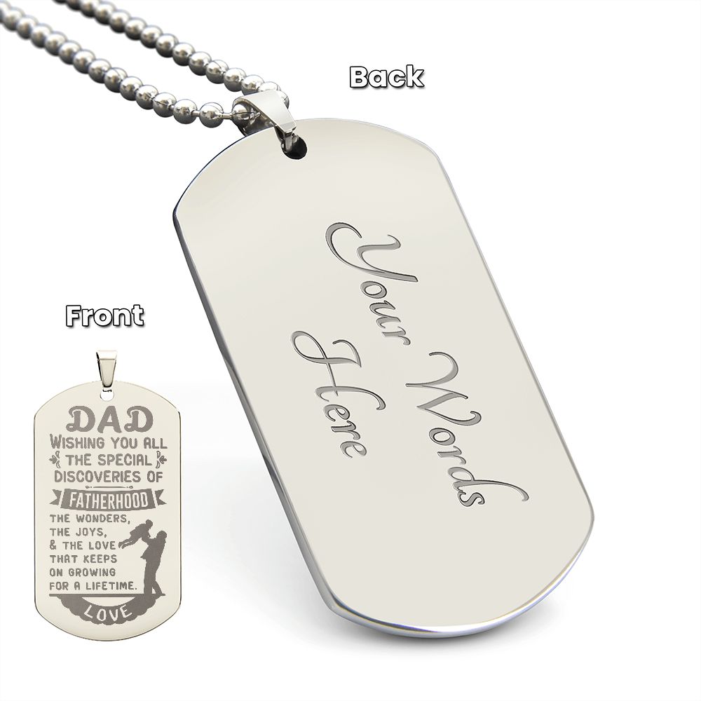 Surprise your Father by giving them this unique and eye catching Engraved Dog Tag Necklace! It's a classic, yet stylish statement piece that is sure to spark conversation.