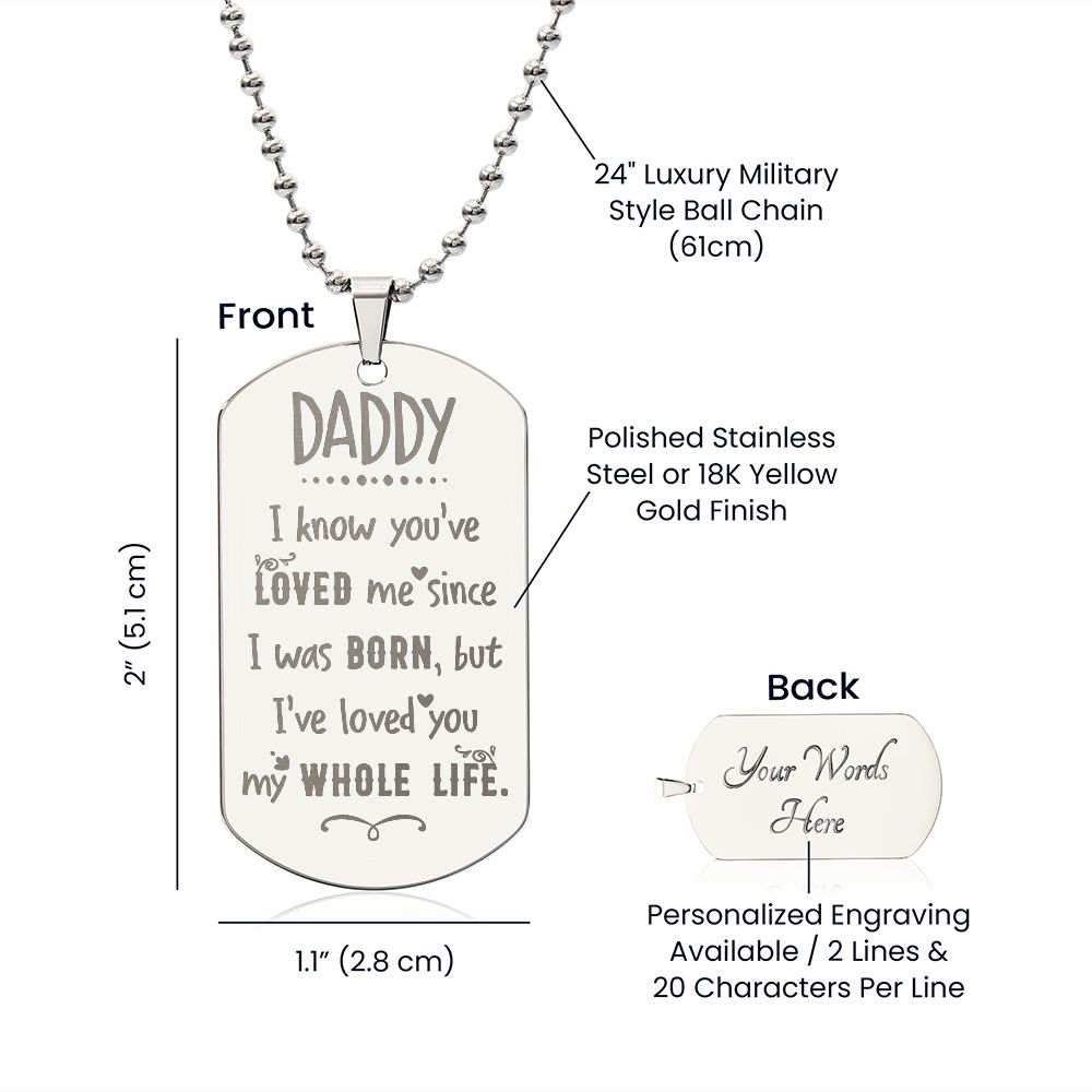 Surprise your loved one by giving them this unique and eye catching Engraved Dog Tag Necklace! It's a classic, yet stylish statement piece that is sure to spark conversation.
