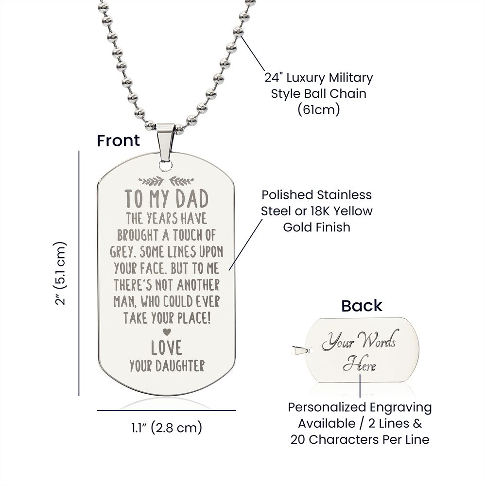 Surprise your loved one by giving them this unique and eye catching Engraved Dog Tag Necklace! It's a classic, yet stylish statement piece that is sure to spark conversation.