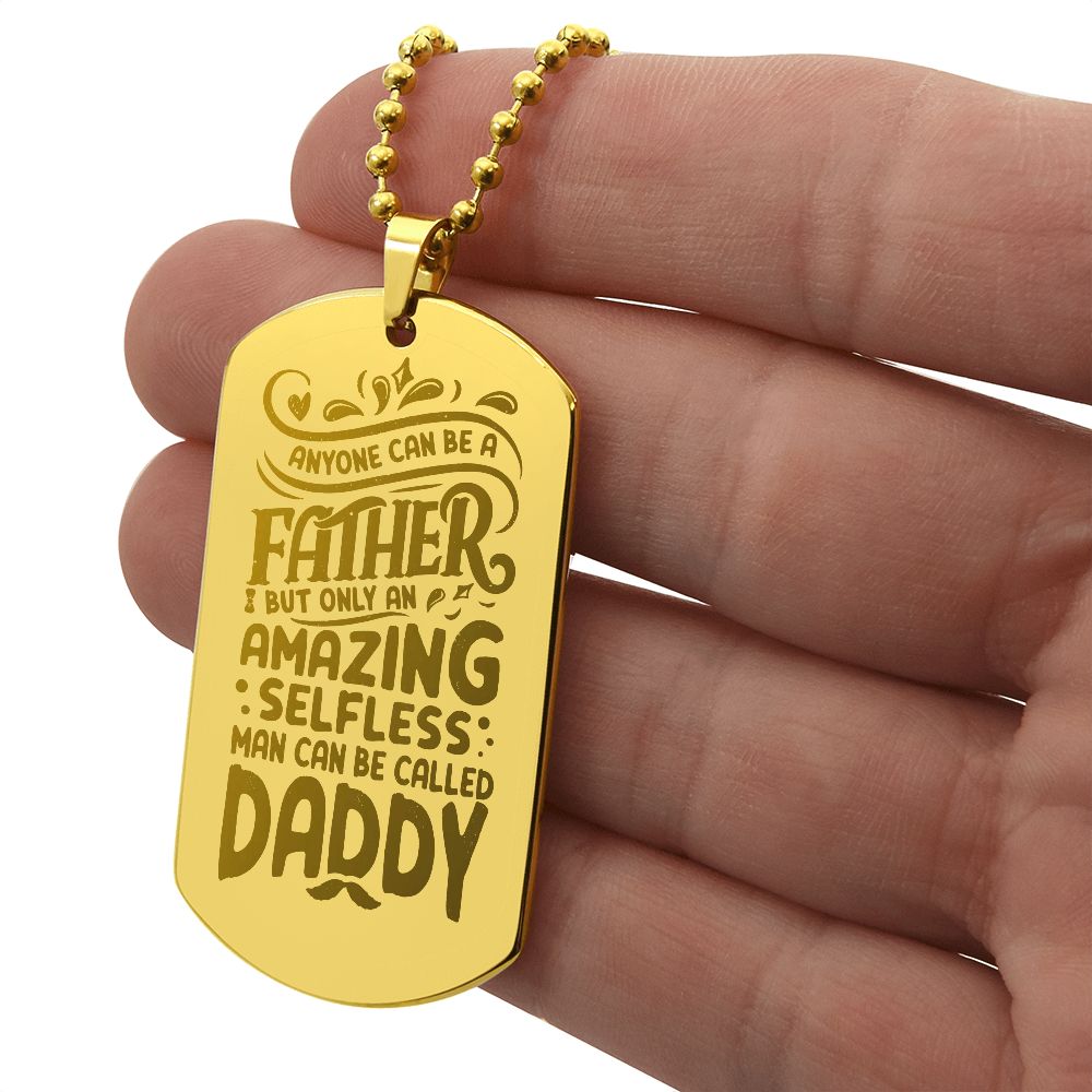 This engraved necklace is made from high quality stainless steel and is available in an 18K gold finish option.