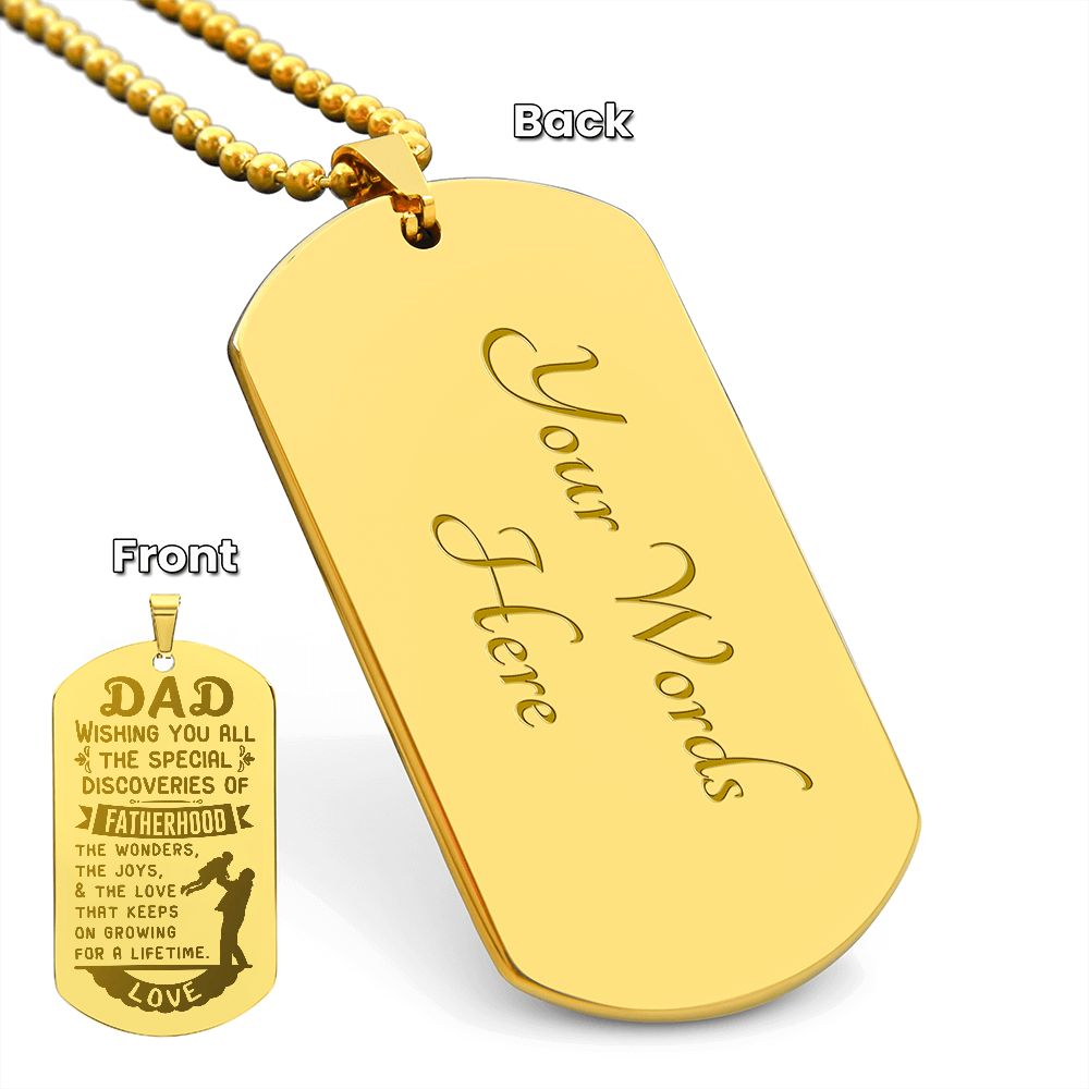 Surprise your Father by giving them this unique and eye catching Engraved Dog Tag Necklace! It's a classic, yet stylish statement piece that is sure to spark conversation.