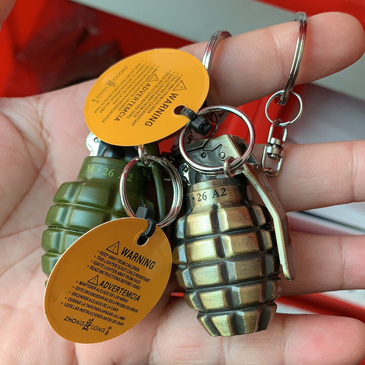 This unique Metal Grenade Grinding Wheel Open Flame Lighter is perfect for cigar aficionados and casual smokers alike. With a durable metal housing and an adjustable open flame, it's designed to provide a long-lasting, dependable light in any situation.