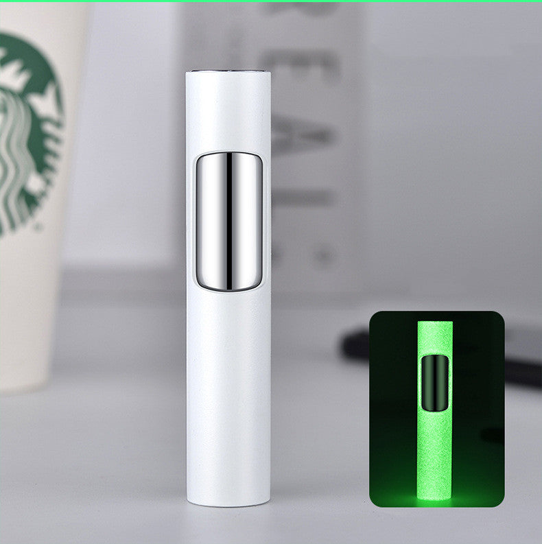Light up any situation with this Luminous Cylindrical Blue Flame Lighter! With its distinctive blue flame and sleek design, it's sure to be both an attractive and functional addition to your life.