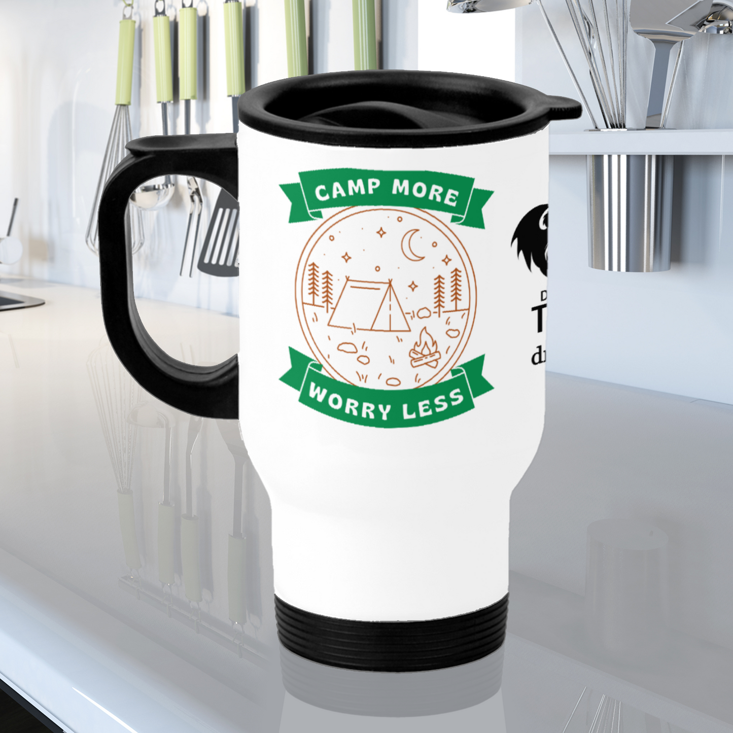 Embrace the great outdoors with our Camp More Worry Less 14oz Stainless Steel Travel Mug! Perfect for keeping your drinks hot or cold while on the go. The durable stainless steel construction and secure lid make it a must-have for any adventurer. Make every sip feel like a mini vacation.