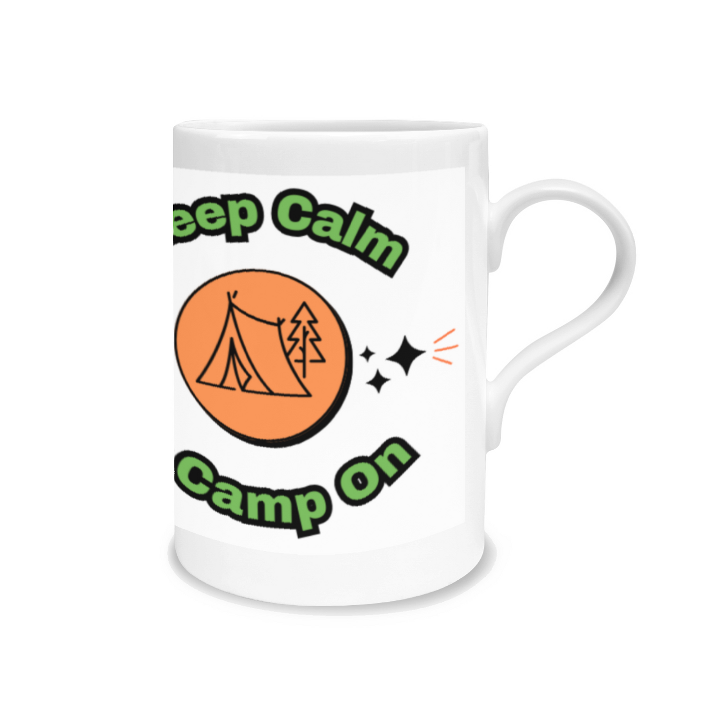 Stay calm while sipping your morning coffee in this high-quality Keep Calm & Camp On Bone China Mug. Perfect for your camping trips or everyday use, this mug is both durable and stylish. Enjoy your drink and embrace the spirit of camping with this inspiring and practical mug.