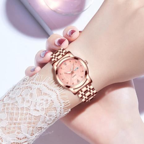 Elevate Your Gift to Timeless Elegance with Our Gold Stainless Steel Ladies' Watch & Personalized Lumenglass Message Stand