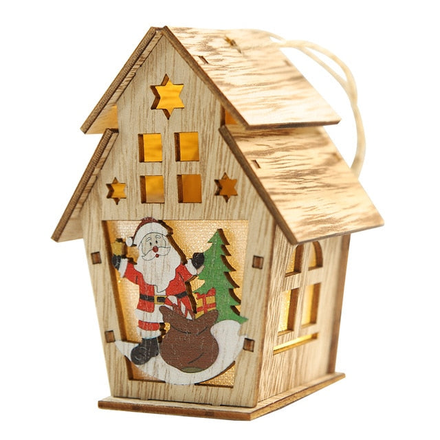 This small house is made of high-quality wood, three-dimensional cutting technology, three-dimensional shape and cartoon Christmas pattern. Turn on the switch to start warm heart Christmas. This product uses three button batteries and can be replaced by itself. This product can be used for supermarket windows, product counters, family gatherings, Christmas trees, office decorations and can also be used as photography props to create a Christmas atmosphere.