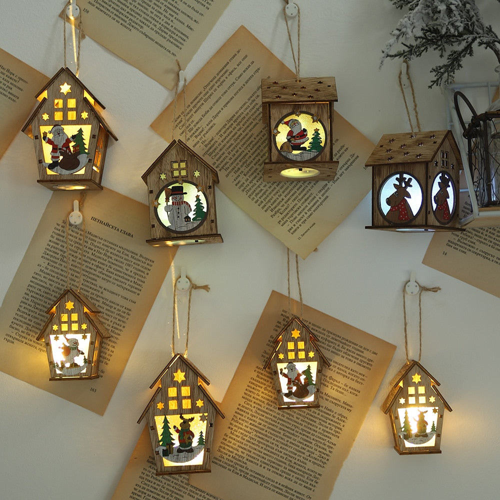 This small house is made of high-quality wood, three-dimensional cutting technology, three-dimensional shape and cartoon Christmas pattern. Turn on the switch to start warm heart Christmas. This product uses three button batteries and can be replaced by itself. This product can be used for supermarket windows, product counters, family gatherings, Christmas trees, office decorations and can also be used as photography props to create a Christmas atmosphere.