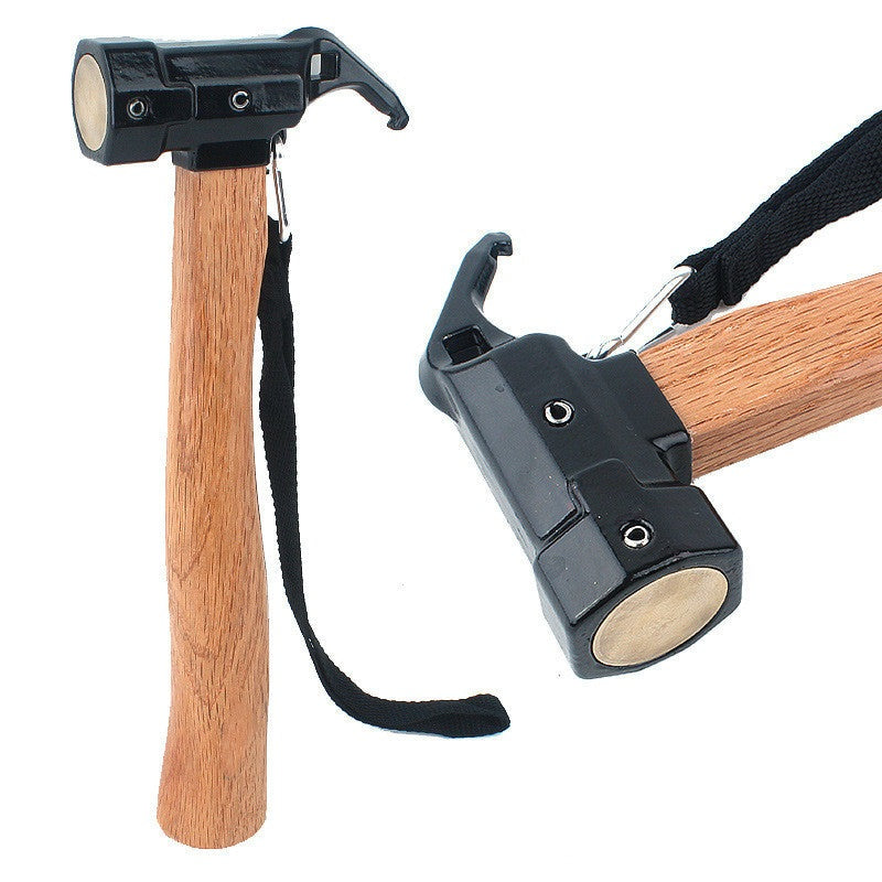 Forget your average hammer! This Tent Hammer with anti-slip rope and wooden handle is here to make your camping experience extra convenient. Stop struggling and save time with this useful tool—it's your ticket to hammerspace! (Or rather, tentspace?)