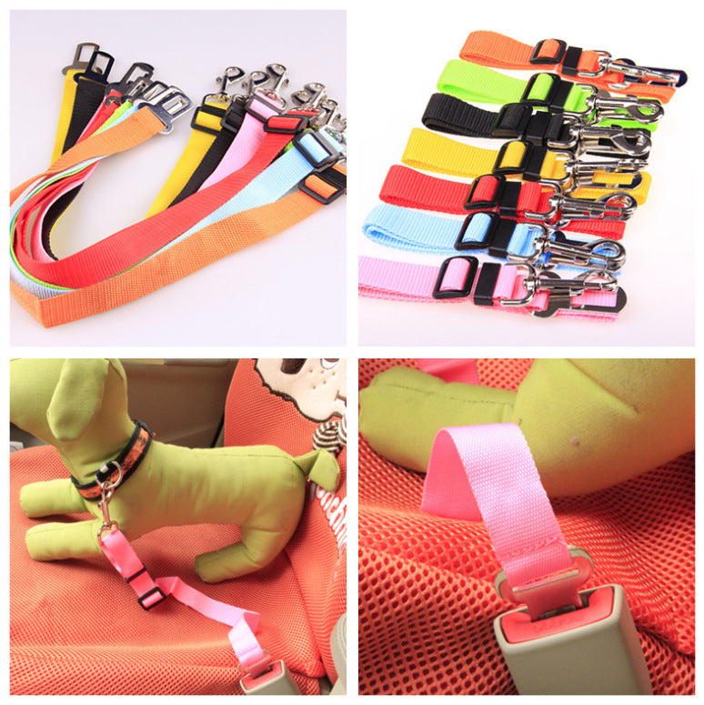 Harness your pup's road-trip adventure with our Adjustable Dog Car Safety Belt. This adjustable belt provides the perfect fit for your pup, keeping them safe, secure, and comfy on the go. So buckle up and enjoy the ride!