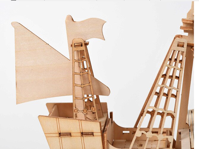 This laser cut do it yourself 3D wooden sailing ship is a fun project for those that love to use their hands. You'll get a full set of instructions and all of the pieces are labeled to help with the assembly of this cool sailboat.