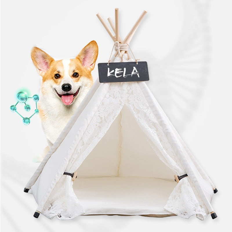 Create a cozy hideaway for your furry friend with our Teepee! Suitable for pets up to 15lbs, this teepee comes with a thick cushion for ultimate comfort. Perfect for naps, lounging, or playing, your pet will love this quirky shelter. Let the adventures begin!