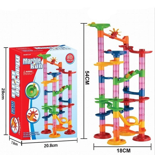 This DIY marble racing maze ball track is one of my most favorite childhood toys. I enjoy this set with my grandson, we have hours of fun creating new designs and laughing with delight when the marbles race to the bottom. A fun enjoyable family activity.
