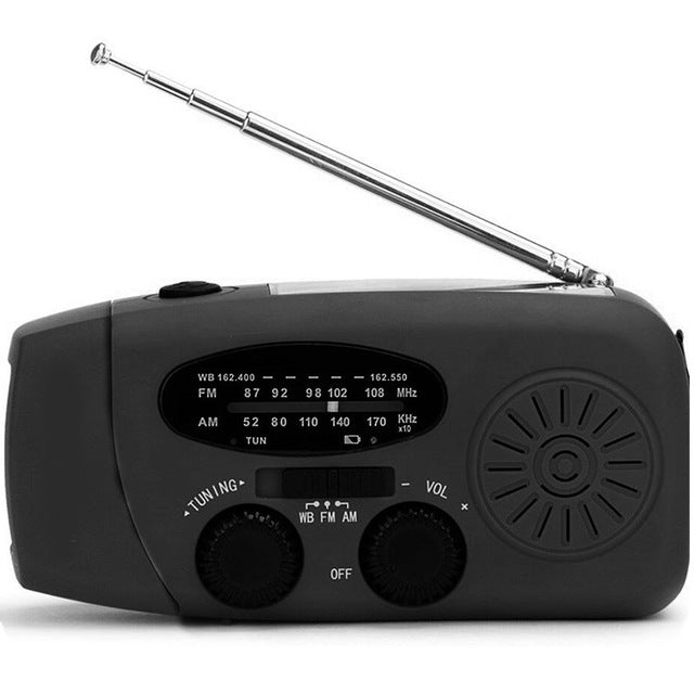A solar hand crank radio with flashlight is necessary for any emergency kit. This is a preppers perfect radio with flashlight, can be powered by solar power or by hand cranking it.