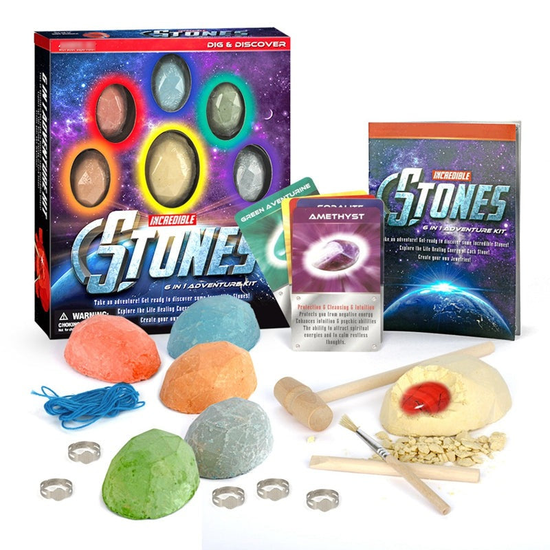 These awesome DIY Archaeology treasure mining kits are a fun and exciting gift for kids and interested adults. Everyone loved discovering cool things like crystals, semi-precious stones, minerals, fools gold, fossils and pearls. A Most Excellent way to educate kids and family on exploring a life in Archaeology or to just have some good fun! Estimated Shipping Time is 10 to 20 days.