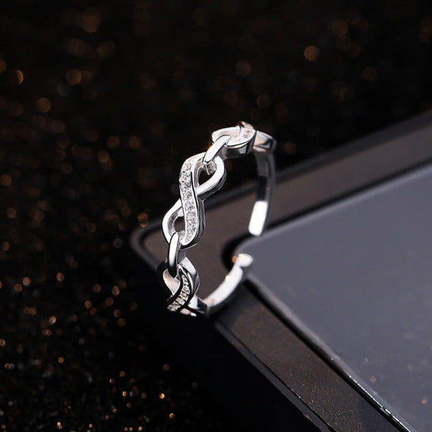 This fashionable High-End S925 Sterling Silver Endless Love Ring beautifully combines the classic elegance of sterling silver with the comfort of a light-weight and hypoallergenic material. Its flawless polish and intricate design offer effortless sophistication and timeless design. Crafted with 925 silver, this ring is designed to last, hypoallergenic and tarnish resistant.