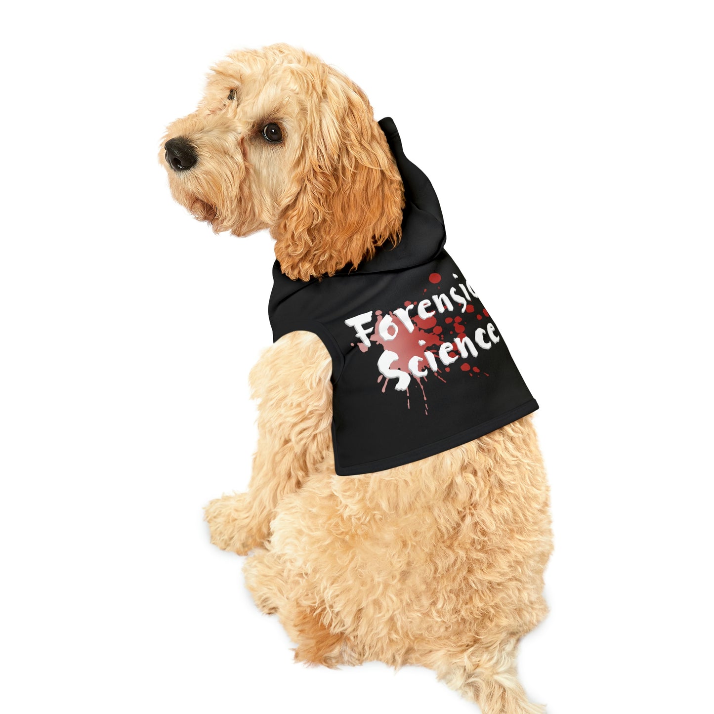 Keep your dog warm, cool, and stylish with this Black Forensic Science Dog Hoodie! Show off your dogs effortless, on-trend cool with a statement piece that lets everyone know you’re all about the Fido-inspired life, in and out of the dog park.