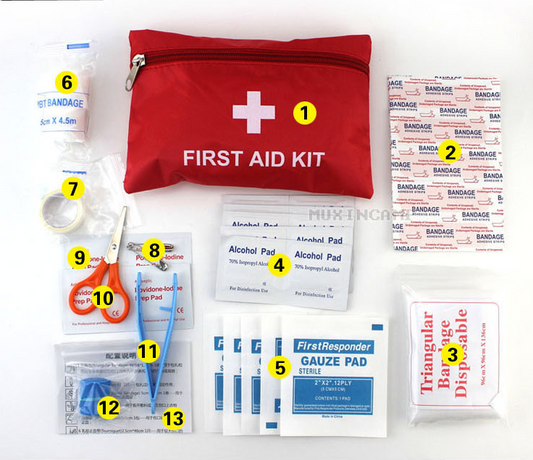 This Small Travel Sized Outdoor First Aid Kit is a must-have sidekick for your next adventure! Keep it tucked away in your bag, and you'll be ready for anything life (or nature) throws at you. With a variety of medical supplies, this kit has got you covered for all the bumps, cuts, and scrapes life brings. Don't let your next outdoor excursion get derailed by an injury—this small but mighty kit has you covered!