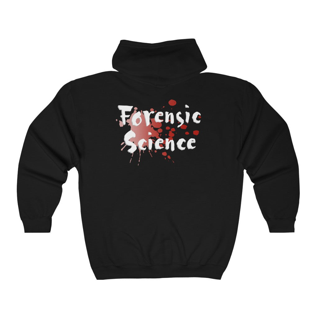 The classic comfy zip-up, featuring air-jet spun yarn for a softer fleece with reduced pilling. Once put on, it will be impossible to take off. A heavy blend hoodie for forensic science lovers, just a little drop of blood.